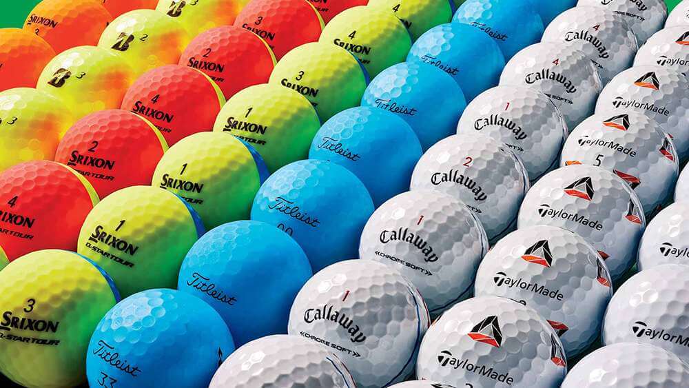 Gekleurde golfballen van verschillende merken op Golfpraat.nl